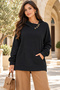 Women's Long Sleeve Asymmetrical Hooded Button Detail Waffle Blouse with Kangaroo Pocket - Sporty Style and Casual Comfort
