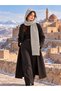 Women's Gray Soft Yarn Hooded Scarf-Balaclava-Knitted Scarf 32119 - 4