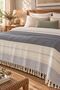 Buldan Kara Pattern 100% Cotton Double Bedspread, Pique & Sofa Cover Shawl (200cm X 220cm) - 2