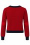 Navy Blue Red Striped Heart Buttoned Cardigan - 5328 - 2