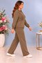 Women's Large Size Zippered Hooded Comfortable Fit Tracksuit Set C7110-Brown - 7