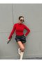 Knitted Fabric Stone Blouse Red 30098 - 2