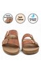 Women's Tan Nubuck Double Buckle Orthopedic Balcony Garden Beach Pool Slippers - 2