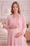 Women's Maternity 2-Piece Nightgown and Robe Set with Lace, Breastfeeding Compatible - 3