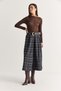 Women's Black-Grey Plaid Patterned Belted High Pleated Culotte Trousers Dp261058 60286731 - 3