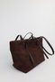 Women's Suede Brown Adjustable Gold Vintage Belt Buckle Large Size Hand and Shoulder Bag Leo - 4