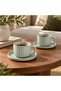 HARPER 8-Piece Stoneware Tea Cup and Saucer Set, Green (4N 250ml Cup & 4N Saucer) - 7