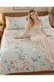 Turkish Style King Size Flat Bedsheet Set, 3 Pieces, 260 x 240 cm, 1 Flat Sheet and 2 Pillowcases (Mist Blue with Peach) - 8