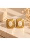 Gold Color Cream Stone Vintage Women's Earrings – Geometric Rectangular Design Stylish Earrings
