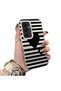 Samsung Galaxy S25 Fe Compatible Striped Black Case, Shockproof Silicone, Stylish - 2