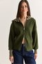 Women's Khaki Striped Shawl Collar Double-Way Zipper Oversize Knitwear Cardigan Th261088 60286728 - 2