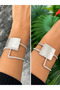 Modern Thick Hammered Leopard Stone Bracelet/Bracelet - 2