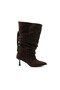 Hazel Brown Suede Bellows Pointed Toe Low Thin Heeled Women's Boots - 3