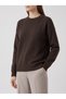 Women's brown crew neck knit sweater - 2