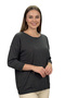 Women's Dark Gray Boat Neck Lycra 100% Cotton Yarn Thin Knitwear Blouse - 2