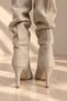 Women's Leather Suede Drawstring Heeled Boots - 4