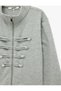 Slim Fit Long Sleeve High Collar Sweatshirt with Napoleon Zipper Closure - 3