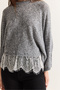 Women's Gray Lace Detailed Crew Neck Bat Sleeve Oversize Knitwear Sweater Tk261116 60286725 - 6