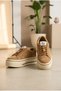 Women's Suede Look Thick Platform Sole Sneaker with Smiling Face Accessory - 2