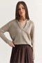Women's Mink Lace Detailed V-Neck Long Sleeve Ribbed Knitwear Sweater Tk261069 60286723 - 3
