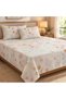 Turkish Style King Size Flat Bedsheet Set, 3 Pieces, 260 x 240 cm, 1 Flat Sheet and 2 Pillowcases (Cream with Blush Pink) - 4