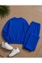 Men's Basic Crew Neck Sweatshirt and Sweatpants Set - Draped Comfortable Fit Sweatshirt and Sweatpants Combination Set - 2