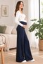 Wide Leg Maternity Jeans with Adjustable Waist and Stretchy Fabric - 2