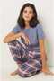 بنطلون بيجامة كامل الطول بنقشة مربعات