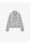 Slim Fit Long Sleeve High Collar Sweatshirt with Napoleon Zipper Closure