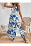 Women's v-neck maxi dress with g-string, floral guipure lace, and side slit. - 5