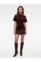 Kayık Asymmetric Collar Short Sleeve Velvet Leopard Print Blouse