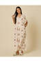 Women Cream Floral Kaftan Nightgown - 4