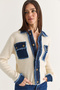 Women's Cream Denim Detailed Pocketed Buttoned Polo Collar Knitwear Cardigan Th261095 60286724