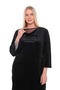 Plus Size Degaje Collar Lace Hem Velvet Dress - 3
