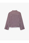 Viscose Fabric Buttoned Classic Collar Long Sleeve Slim Fit Striped Shirt - 2