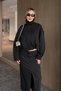 Black Slit Detailed Skirt Suit - 1195 - 4