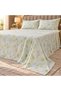 Turkish Style King Size Flat Bedsheet Set, 3 Pieces, 260 x 240 cm, 1 Flat Sheet and 2 Pillowcases (Ivory with Pale Green) - 2