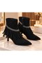 Women's Western Style Tassel Detailed Elegant Heeled Boots - 4