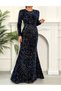 Rochie lunga, albastru inchis - 2
