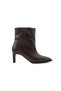 Meriella Skin Brown Woven Knitted Patterned Pointed Toe Thin Heeled Ankle Boots Bootie - 4