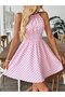 Women's Off-The-Shoulder, Tie-Back, Elastic Waist, Short Jersey Dress - 3