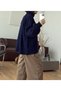 High Collar Zippered Oversize Knitwear Cardigan - 26070 - Navy Blue (Os) - 3