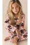 Teddy Bear Patterned Suede Girls' Long Sleeve Pajama Set with Front Buttons
