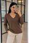 Women's Soft V-Neck Long Sleeve Blouse 6610 - 3