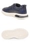 Rubber Sole Lace-Up Sneaker Navy Blue Genuine Leather Men's Casual Shoes Hz1774-0337 - 5