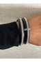 Design Black/White Stone Modern Acrylic 2 Pieces Bracelet/Bangle - 3