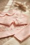 Mila Bebe Collared Ribbed Cotton Salmon Baby Girl Set - 2-Piece Top and Bottom Set with Hedgehog and Bow Detail - 3