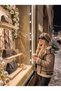 Women's Leopard Patterned Plush Fur Detailed Leather Visor Cap Soft Winter Hat (Inner Drawstring Available) - 6