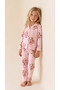 Striped Teddy Bear Patterned Suede Girls' Front Buttoned Long Sleeve Pajama Set - 2
