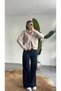 Women's Cream Double-Way Zipper High Collar Wool Knitwear Cardigan Sweater - 6